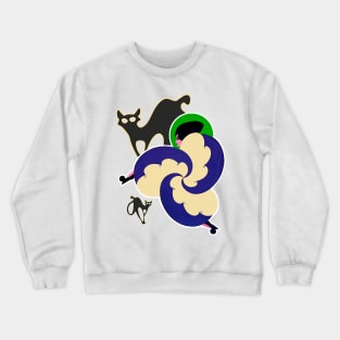 Black cats and woman walking Crewneck Sweatshirt